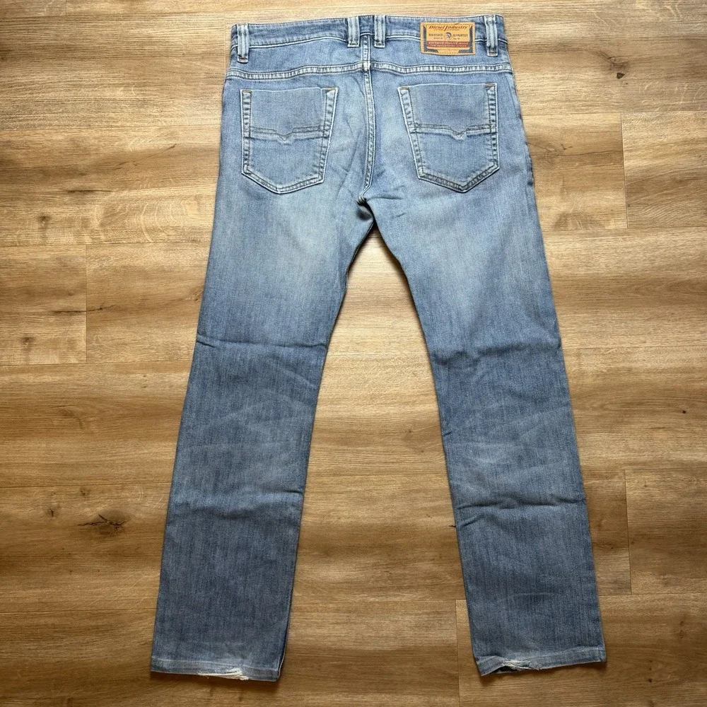 Diesel Safado Jeans Men 31x30 Blue Slim Straight Stretch Distress CN036 (Hemmed)